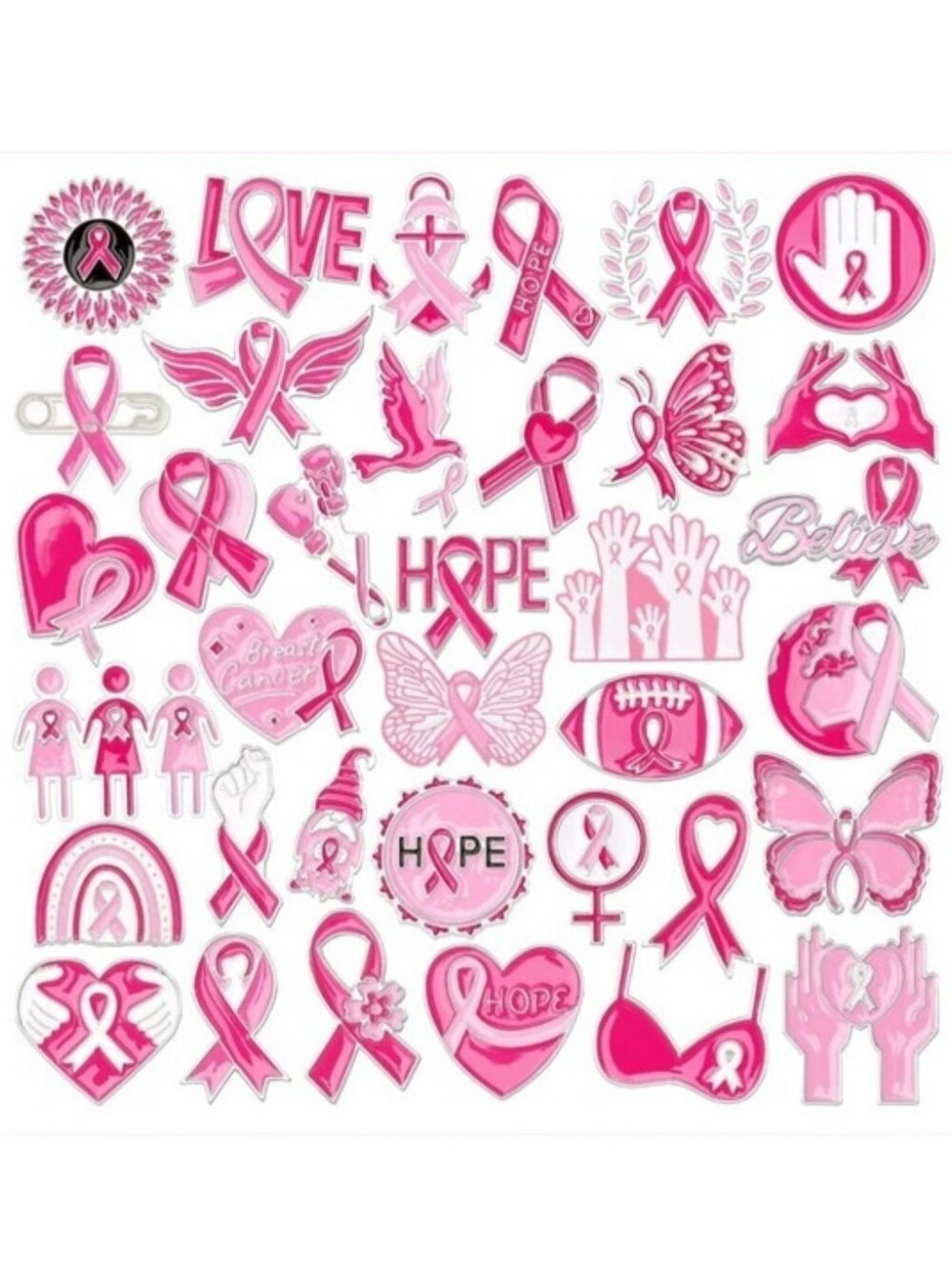 Pink Breast Cancer Awareness Enamel Pin - One